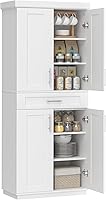 Vista 1 de HOMCOM 72" Kitchen Pantry Cabinet, Freestanding Tall Storage Cabinet with 4 Doors, Drawer and 3 Adjustable Shelves for Dining Room, White