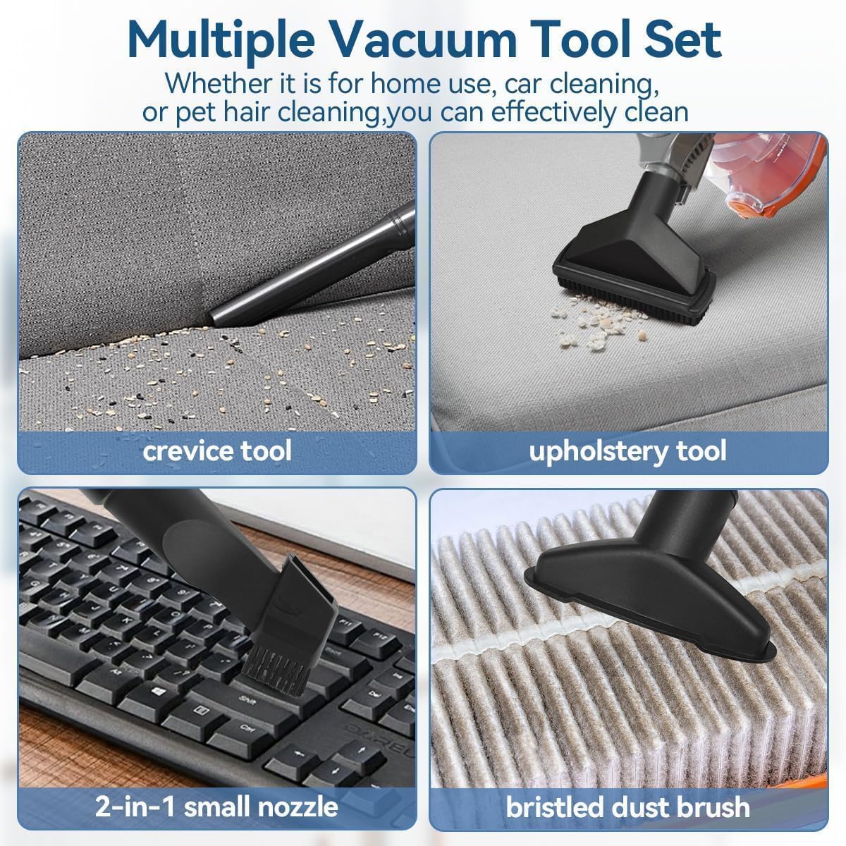 Universal Vacuum Attachments for Shop Vac, 2 1/2" to 1 1/4" Vacuum Hose Adapter, 1 7/8" to 1" Adapter Dust Brush Extension Wand Crevice Tool Attachment Kits for Shop Vac Accessories(13 PCS)