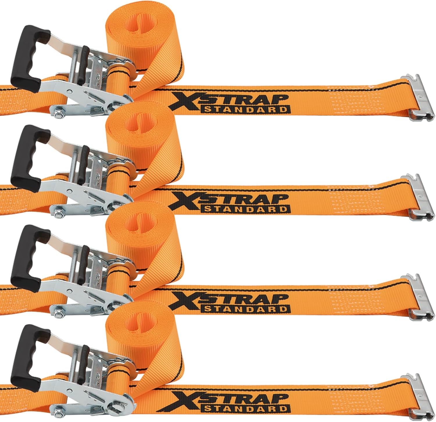XSTRAP STANDARD 4 Pack E-Track Ratchet Straps 2" x16', 4400 LBS Break Strength Interior Van Solution Heavy Duty Tie Down Strap for Moving, Truck, Trailers, Motorcycles, Kayaks, Car Roof, Yellow - Image 8