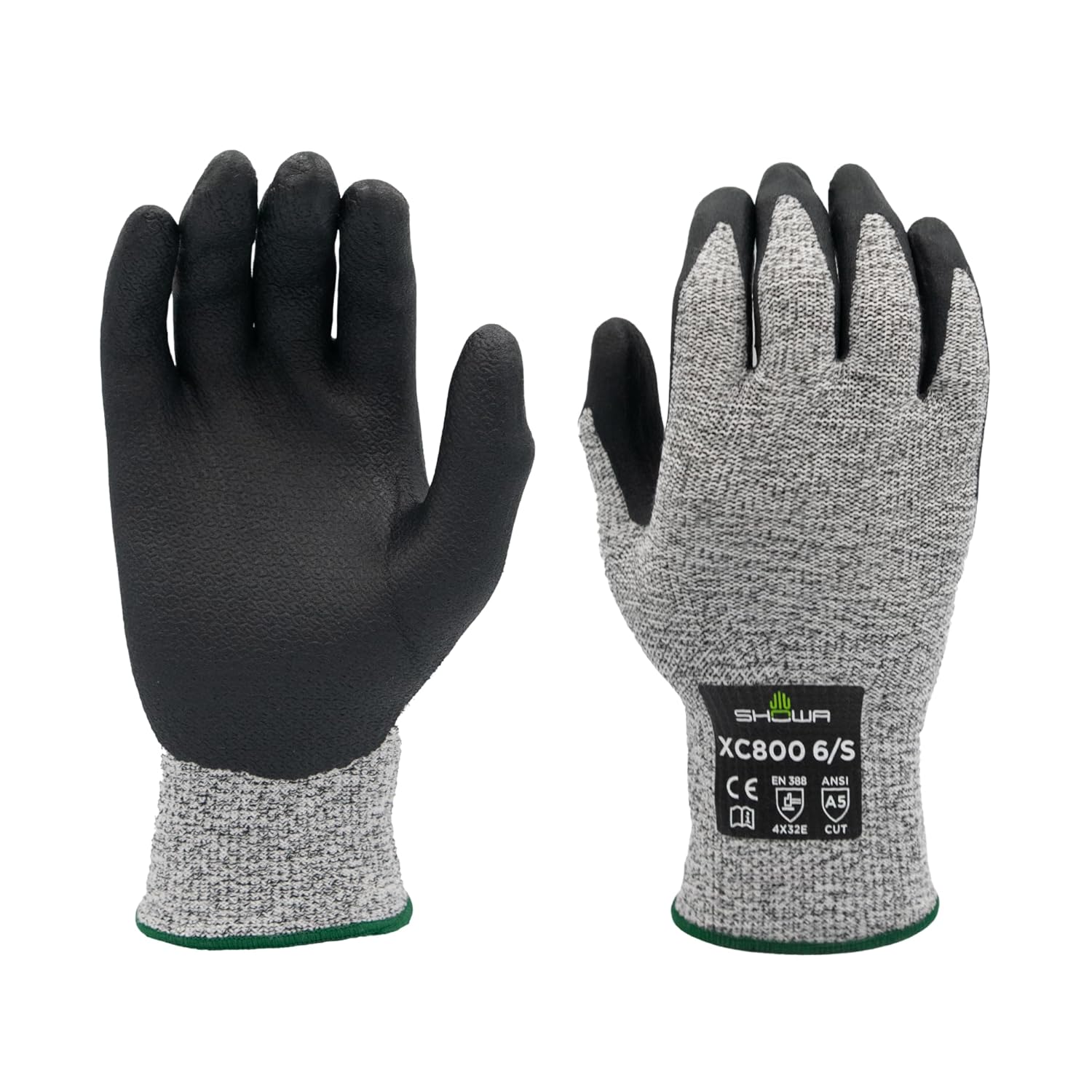 SHOWA XC800 Nitrile Palm Coated Ultra-Light A5 Cut Resistant Safety Glove with A5 Liner, 13-Gauge, XX-Large (12 Pair)