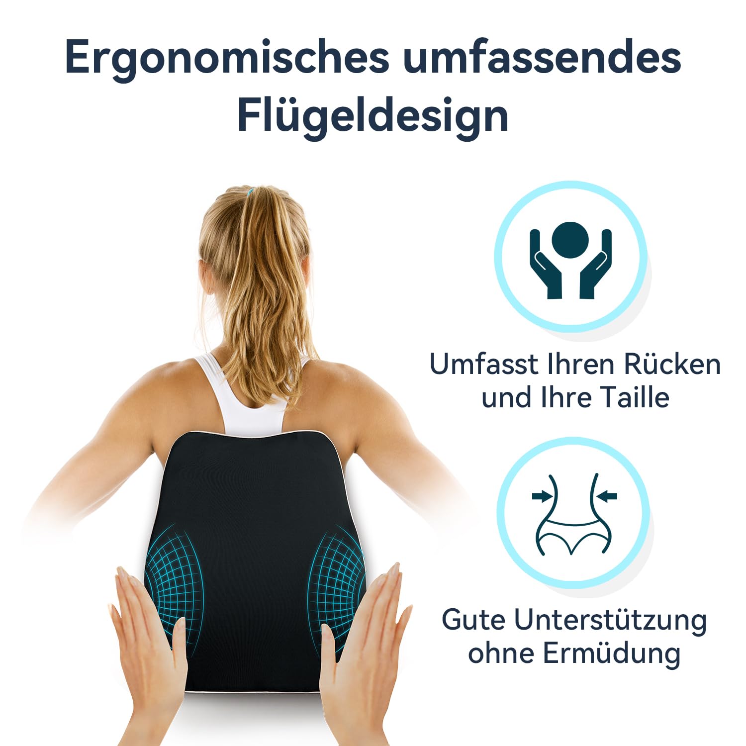 Travel Ease Memory-Schaum Sitzkissen & Lendenstützkissen-Set, Ergonomischer Komfort für Bürostuhl, Autositz, Zuhause & Reisen, Sitzpolster für Rücken und Gesäß, Schwarz