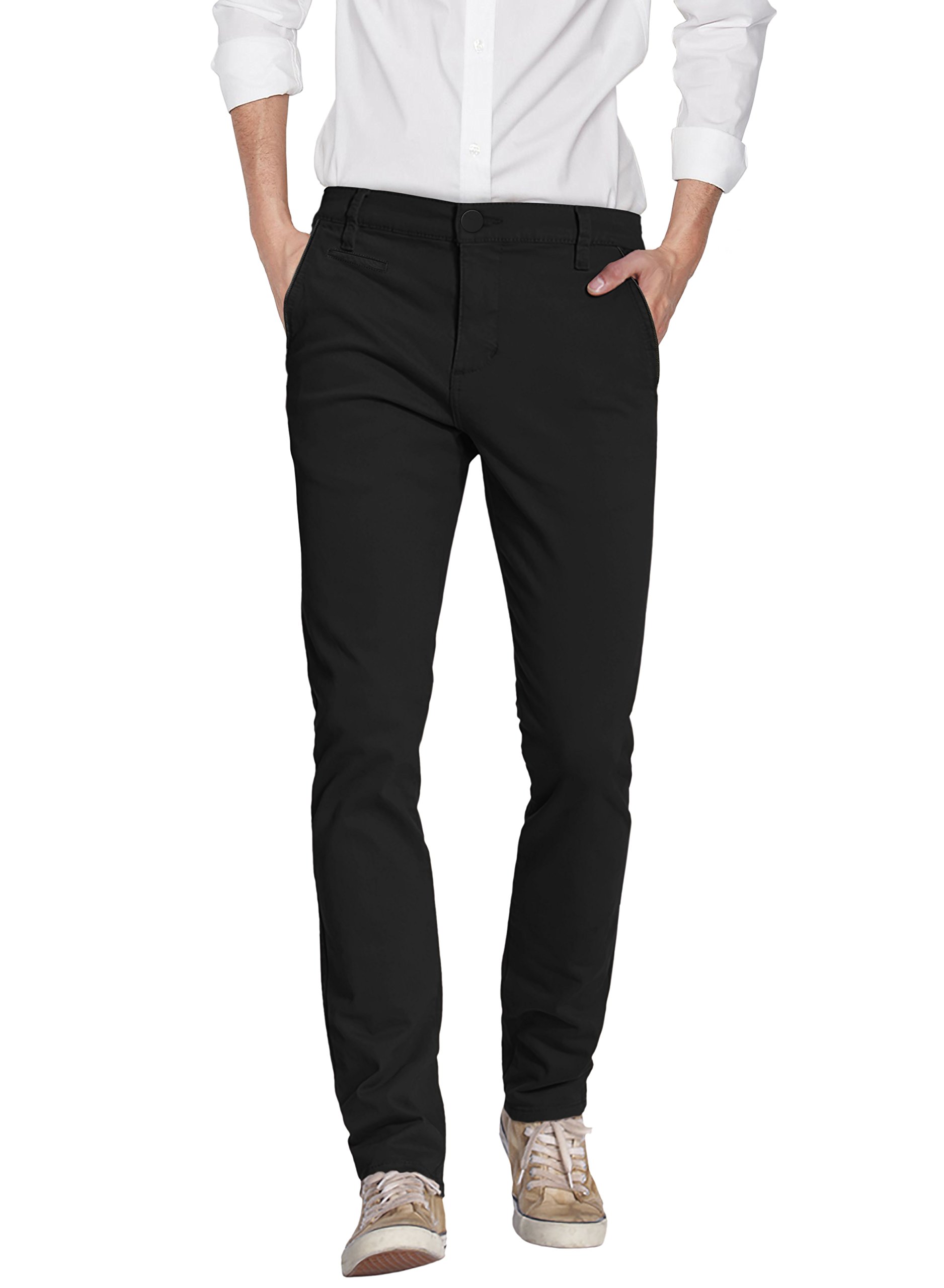 ETHANOL Men's Tech Stretch Dress Pants - Comfort Fit, Slim Performance, Wrinkle Resistant, Black 38W X 32L
