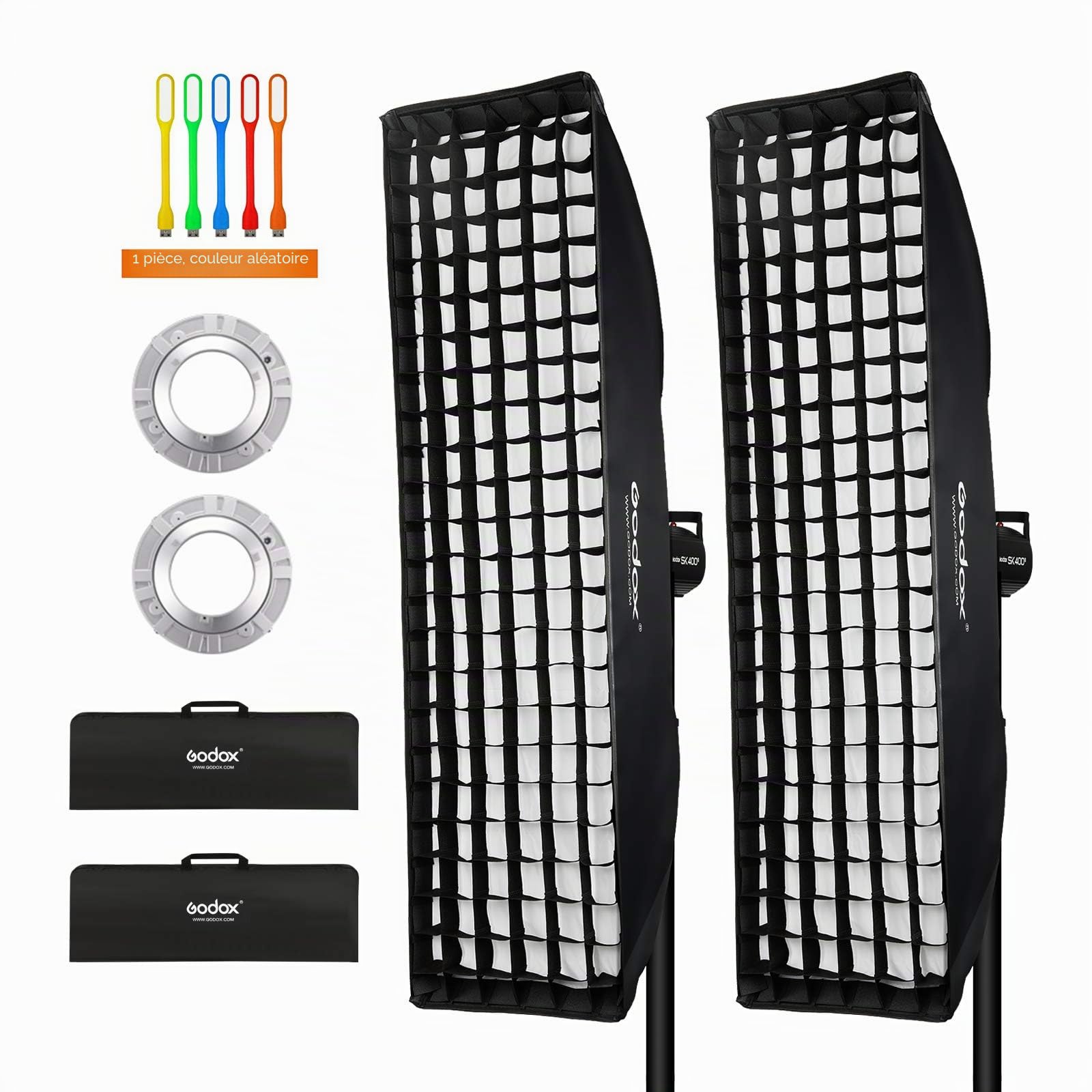 Godox 50x130cm Grille nid D'abeille Softbox pour éclairage Stroboscopique Studio Flash Speedlite, Portable Strobe Softbox(FW50*130cm avec Grid)