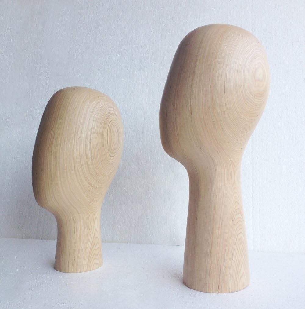 Wooden Mannequin Head, Abstract Head Models for Hats Display (Tall one)