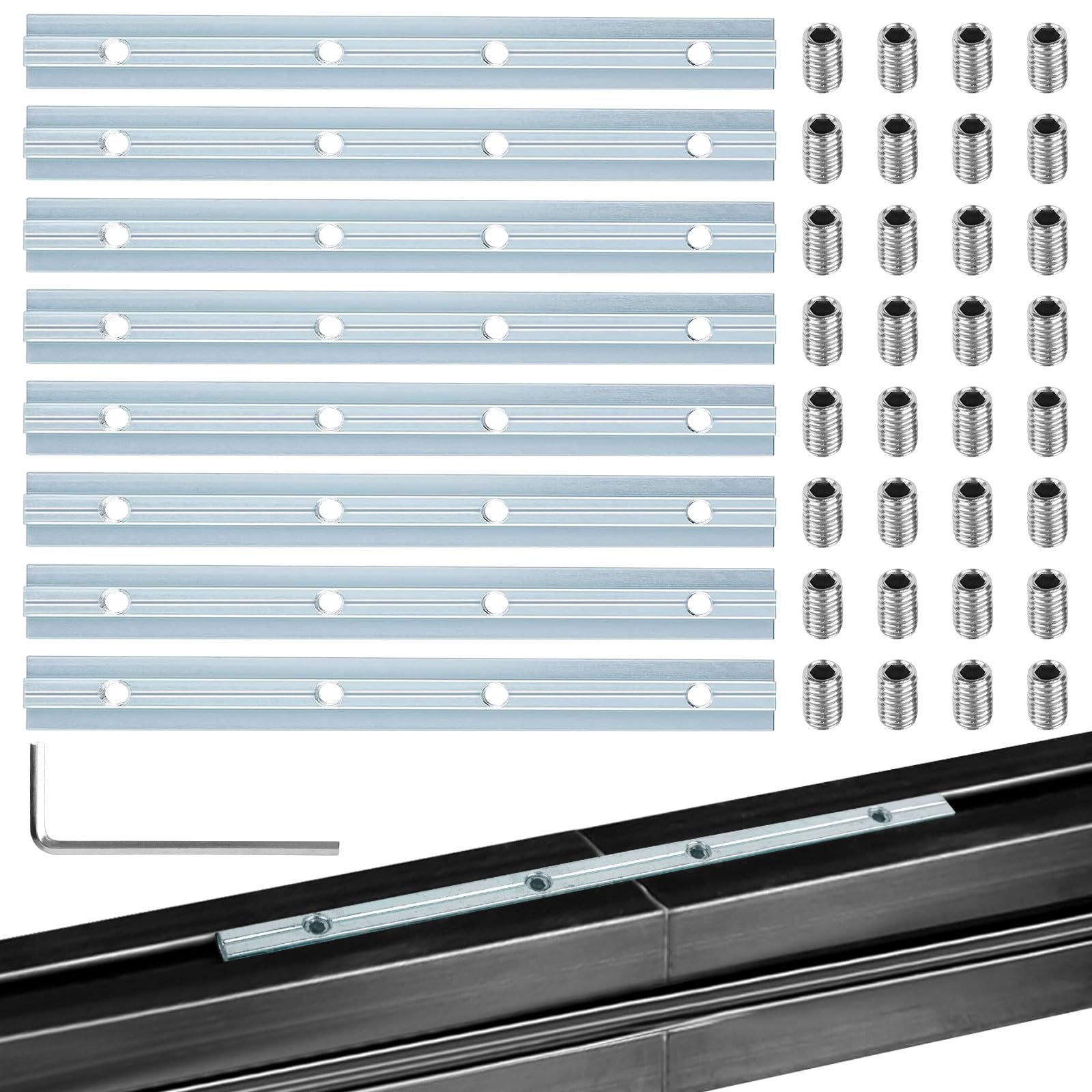 4 Pieces Groove Connector 8 30 x 30, Yeepeo M6 Aluminium Profile Connector 180 mm Profile Connector, Galvanized Carbon Steel Rod Profile Bar Profile for 8 mm 3030, 3060, 3090 Aluminium Profile