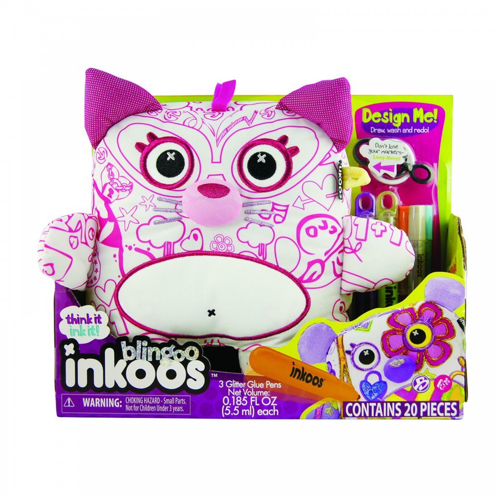 Inkoos - Blingoo - Chat - Peluche 20 cm à Décorer et Colles Pailletées Lavables