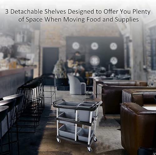 Miniatura 7 de QQXX Carrito de 3 niveles con ruedas de grado comercial, carrito de almacenamiento de manualidades resistente con ruedas, organizador de estantería