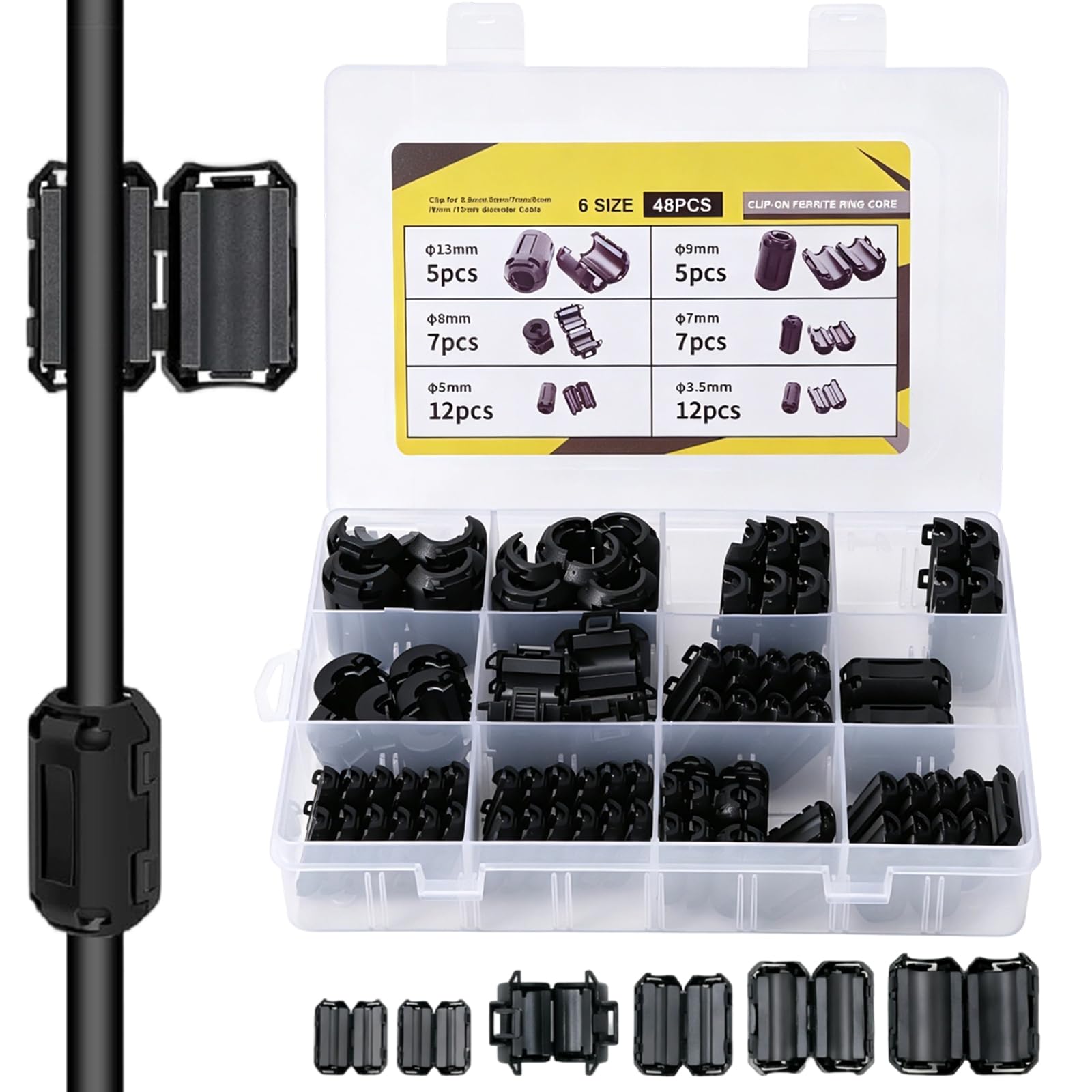 8er-Pack Ferritkerne Für Kabel – 4 Größen (3,5 Produktbild-Vorschau 3
