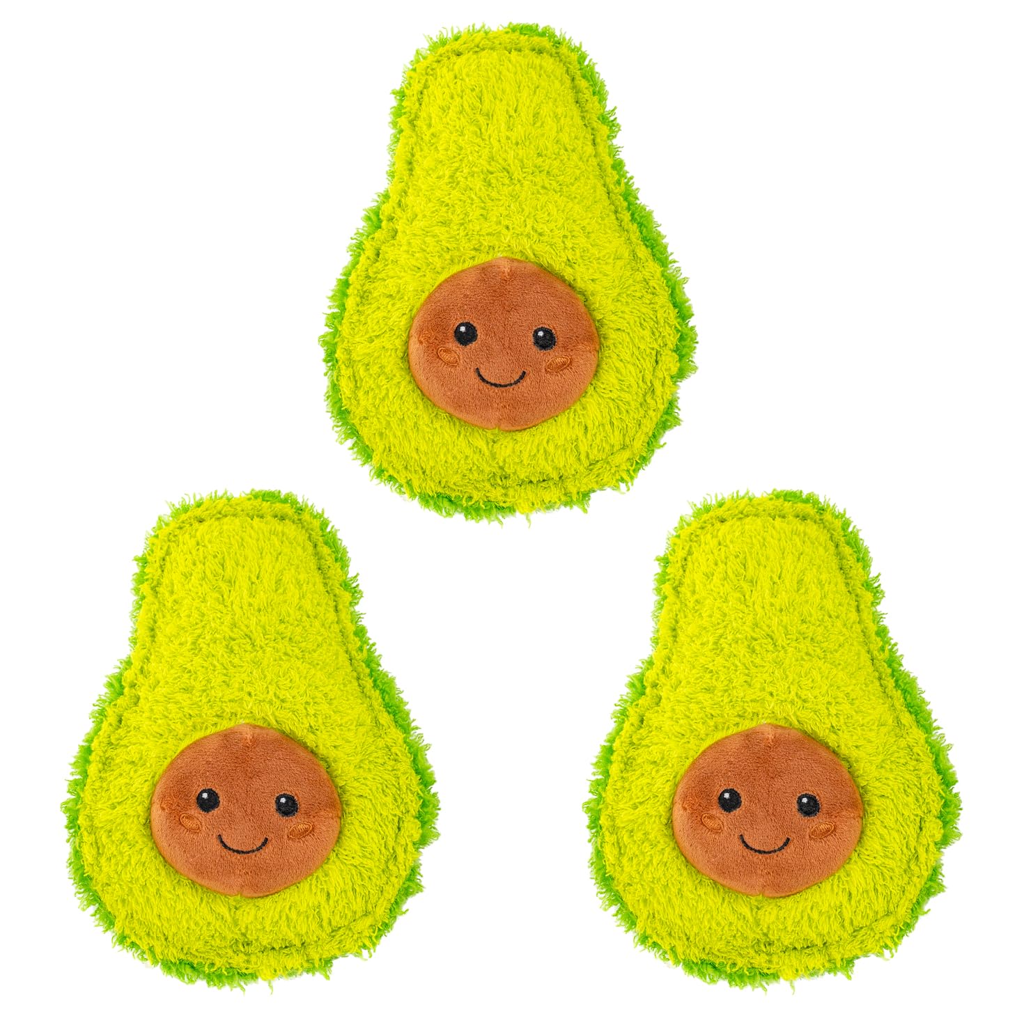 Pet 7 Inch Plush Pet Toy 3 Avocados with Squeakers Dog Chew Toy