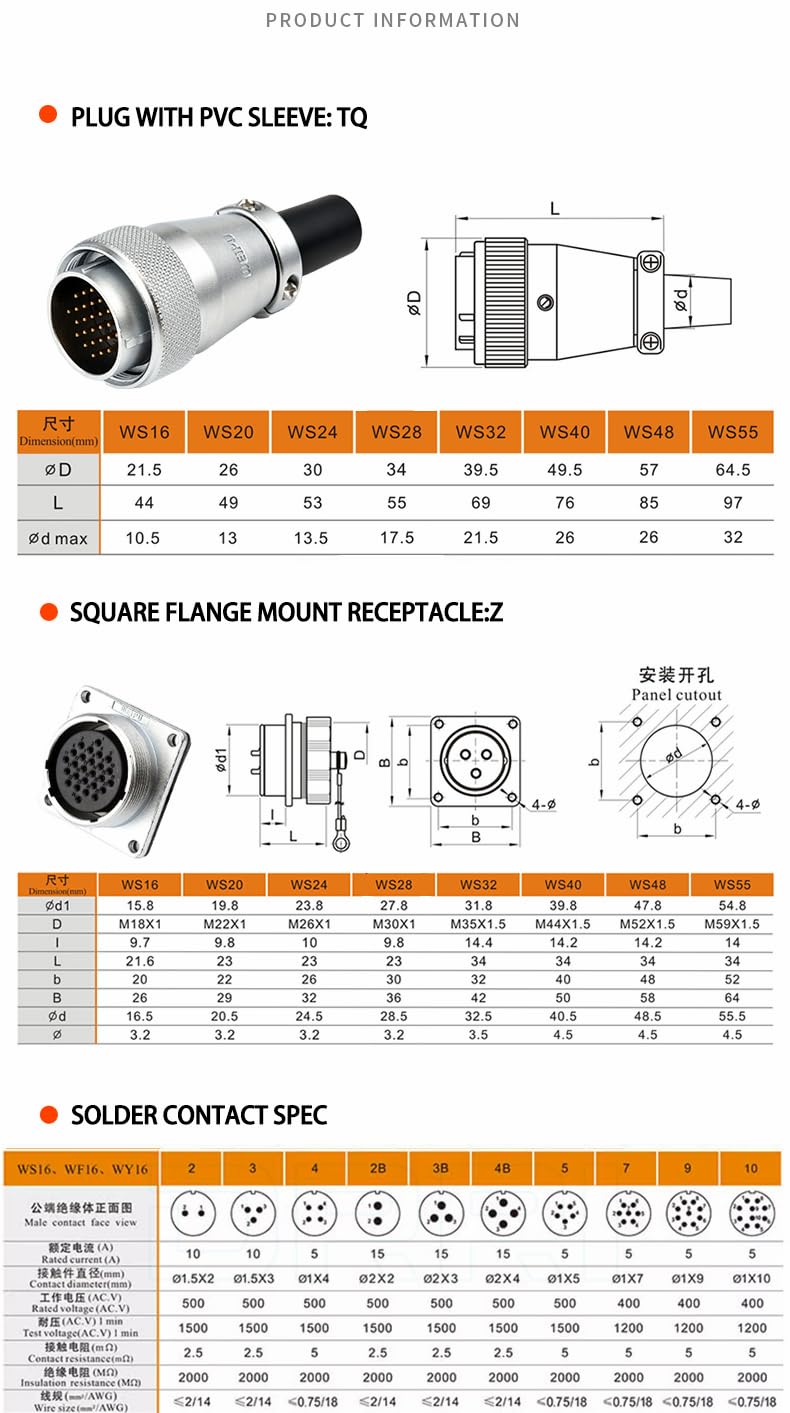 WEIPU WS16 Waterproof Connector Plug And Socket Set – 2-10 Pin, Zinc Alloy, Industrial Grade