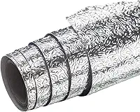 Adesivo de Alumínio Impermeável Papel de Parede Autocolante Revestimento Metálico Texturizado Protetor Térmico Anti Gordura para Cozinha e Bancada
