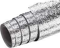 Adesivo de Alumínio Impermeável Papel de Parede Autocolante Revestimento Metálico Texturizado Protetor Térmico Anti Gordura para Cozinha e Bancada