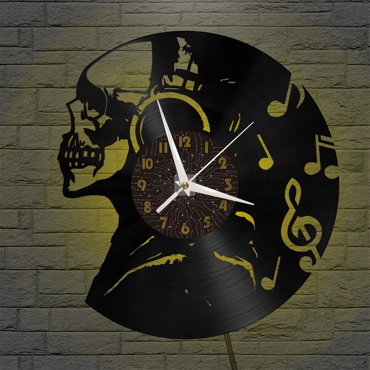 Cadeau créatif horloge murale vinyle LED pour passionné de musique et déco