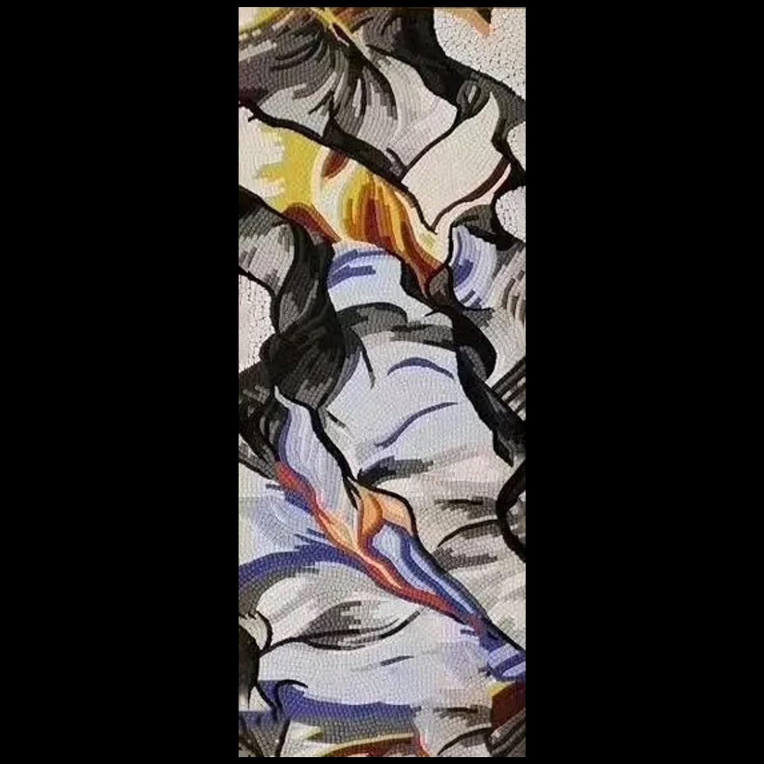 Handmade Chromatic Cascade Glass Mosaic Wall Art, Abstract Tile Mosaic Artwork, Hand-Cut Natural Tile Contemporary Wall Décor