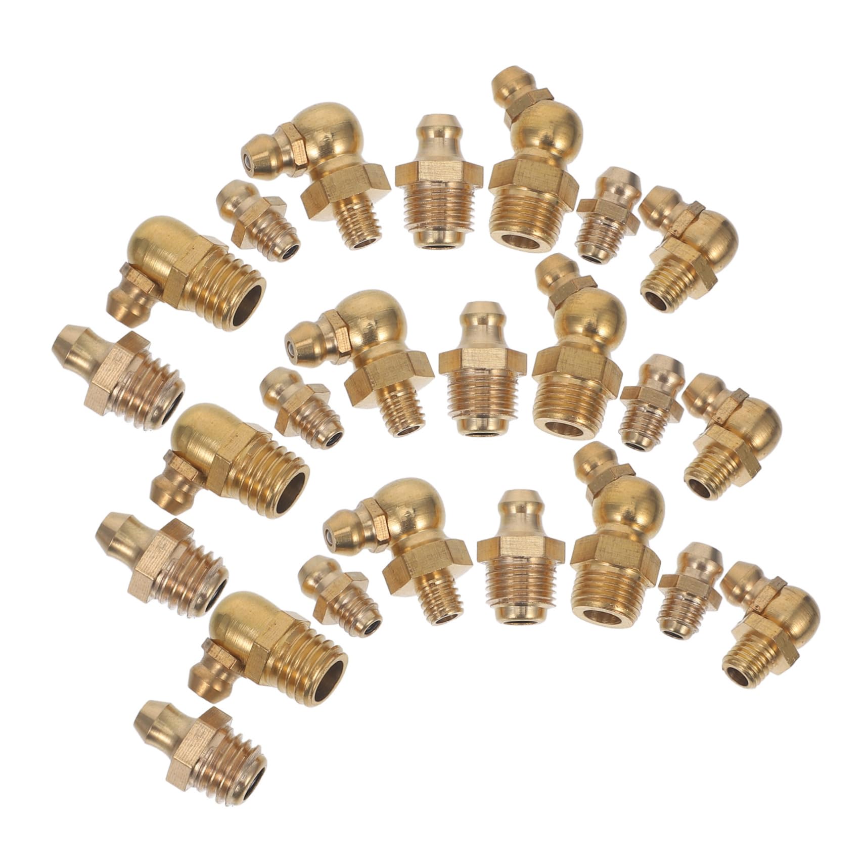 Unomor Grease Assortment 60 Pcs 1/4-28 Sae-lt Brass Fittings Angled Straight Nipples Angled Grease Machine Versatile for Applications