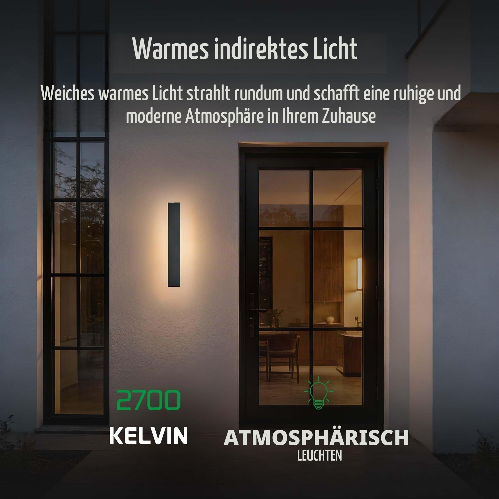 Ledvion 2x Lange Villa LED Außenwandleuchte lang 60cm IP65 14W Warmweiß