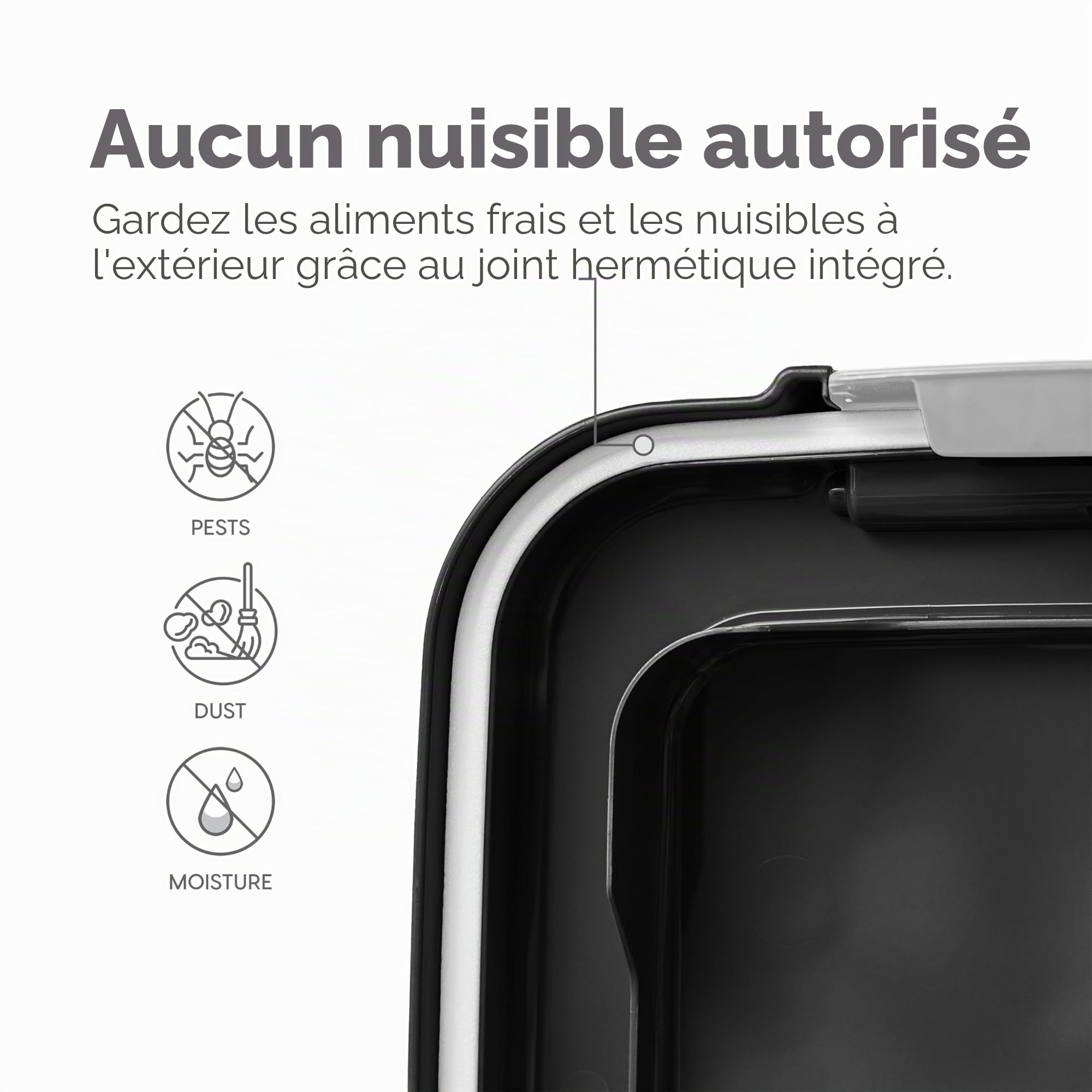 Iris Ohyama, Boite Croquette Chat Hermetique à Roulettes, 30L+9L/10kg+4kg, Noir, Couvercle à Rabat avec Joint Etanche, Plastique, pour Chien, Chat, Friandises, Conteneur Croquettes, sans BPA, MP-8/1