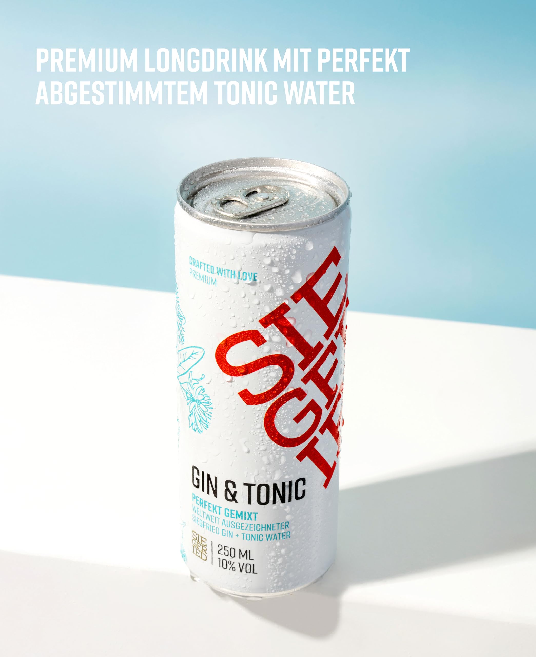 Siegfried Gin & Tonic | Premium Longdrink mit perfekt abgestimmtem Tonic Water | Ready-to-Drink | 12 x 250ml Dose | EINWEG | Made in Germany