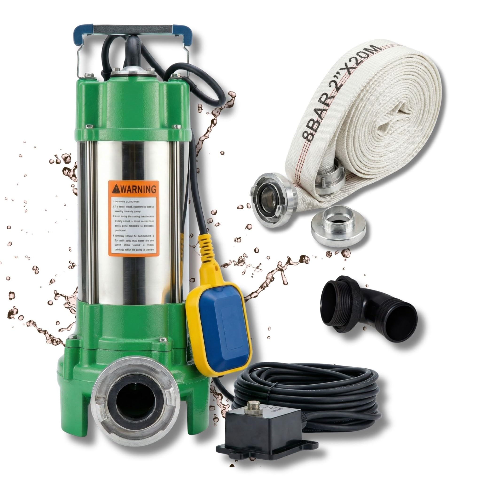 Profi Fäkalienpumpe Schmutzwasserpumpe V550 11000 L/h (Profi Fäkalienpumpe mit 20m 2" C-Schlauch)