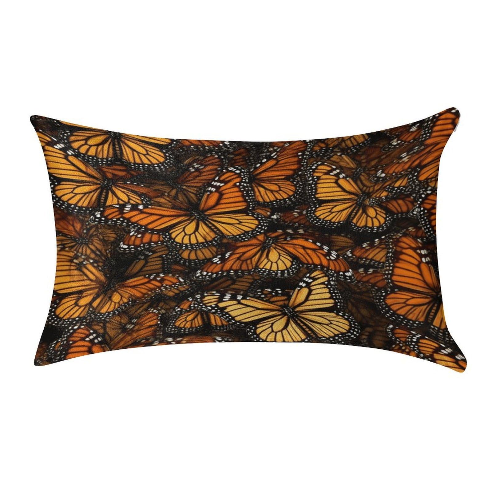 VstaDank Heaps of Orange Monarch Butterflies Throw Pillow Cover 12"×20" Ultra Soft Pillowcase Cozy Lumbar Pillow Shell Gold Velvet Exquisite Decorative Cushion Sham Protector for Couch Sofa Bedroom