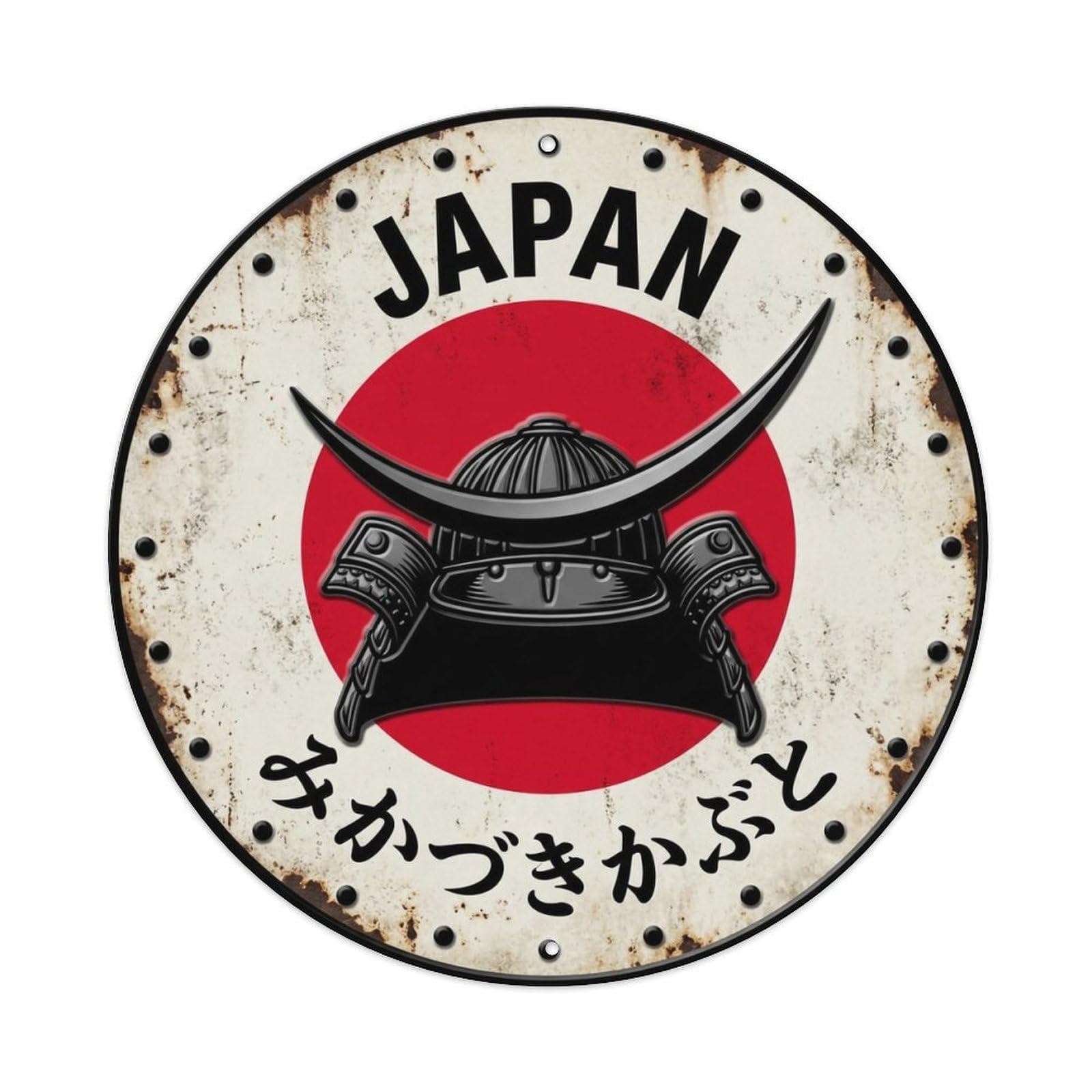 Crescent Helmet Japan Moon Armor Aged Metal Tin Sign