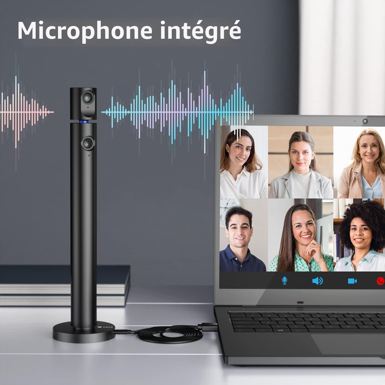 CZUR Halo 1080P Full HD Double Webcam, Caméra Web avec Microphone