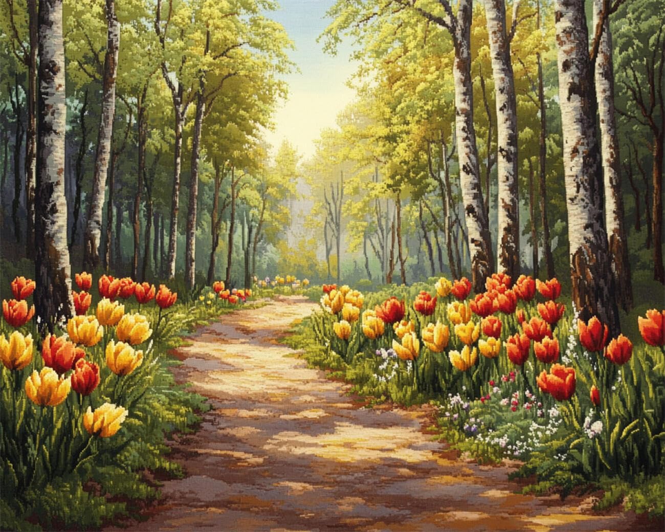 RKFLGEW DIY Bead Embroidery Kits Forests Flowers 40x50cm