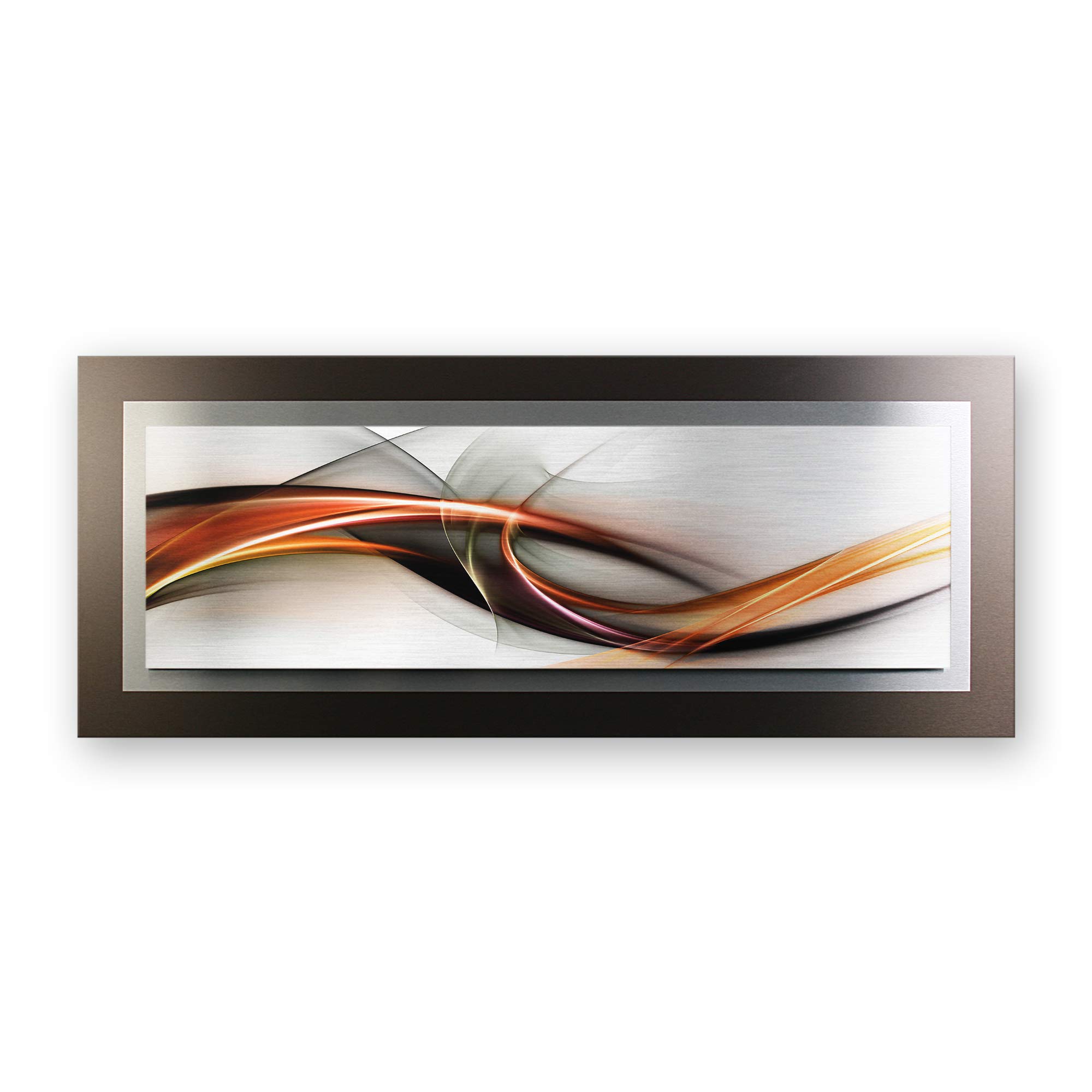 Kreative Feder 3D Metallic-Wandbild aus gebürstetem Alu-Verbund | Waves | modernes Designer Bild in XXL | 100 x 40 cm