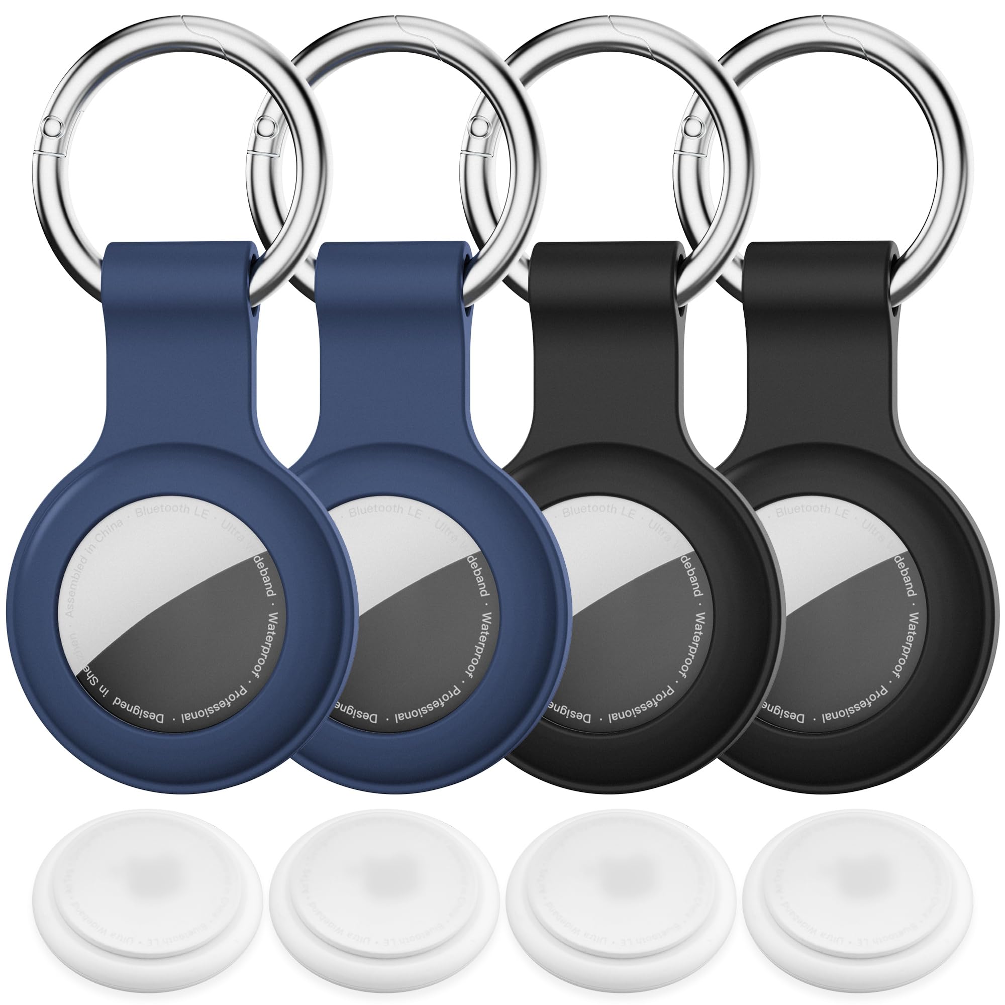 Citymore for AirTag Keychain Holder case, with Soft Silicone for air Tags-4 Pack Apple， IPX8 Waterproof for Apple GPS Tracker Item Tag Finders for Air Tag, for Key Ring Luggage tag,Keys, Dog Collar