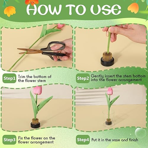 Miniatura 10 de Sliner 8 piezas de ranas de flores redondas de latón, jarrón japonés Ikebana, ranas florales, arreglos florales, herramientas fijas para arreglos