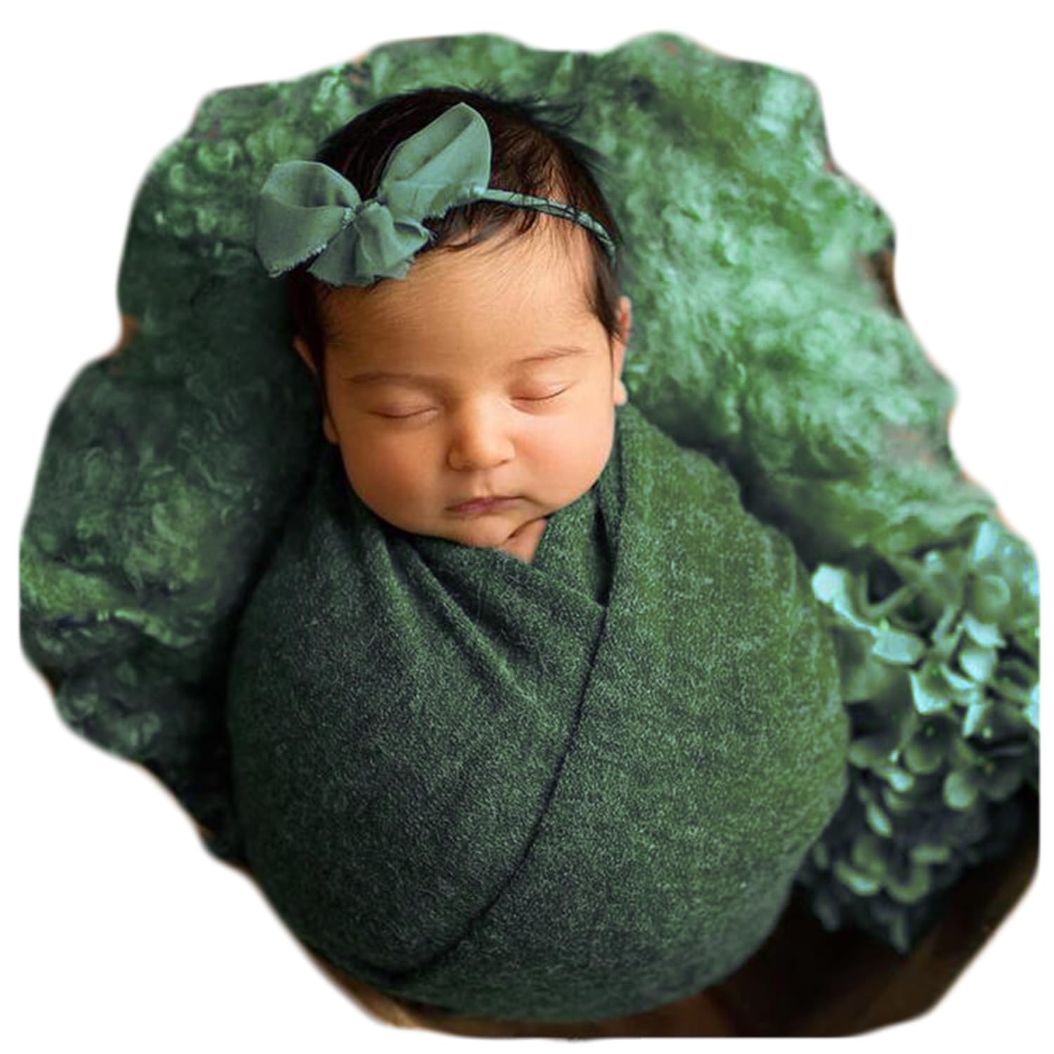 Zeroest Newborn Photography Wrap - Newborn Photoshoot Props - Boys & Girls Posing Stretch Knit Blanket (Green, Small)