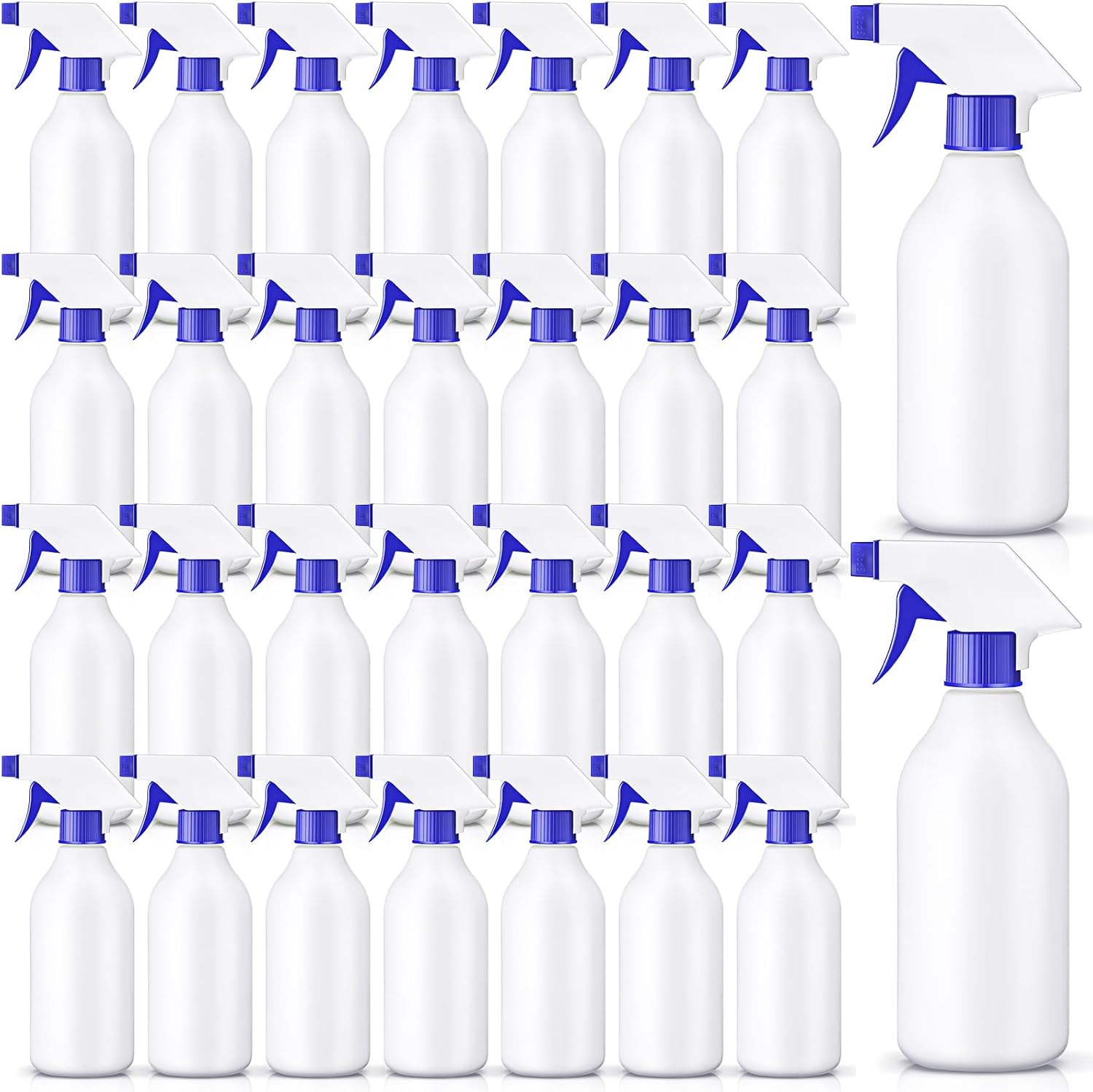 Tanlade 30 Pcs Plastic Spray Bottles 16 oz Leak Proof Squirt Bottle Refillable Empty Spray Water Mist Sprayer with Nozzles for Hair Essential Oil Cleaning Solutions Plants Pets(Blue)
