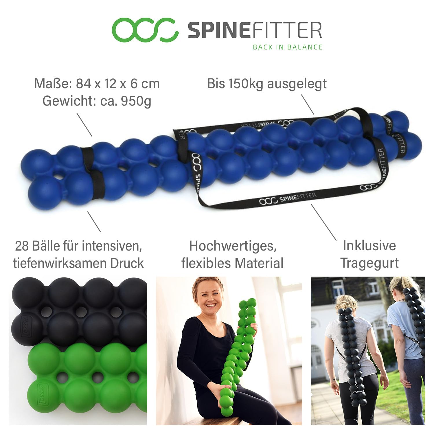 Sissel Spinefit Appareil de massage dos bleu soulager tensions blocages Pilates Yoga colonne vertébrale maison