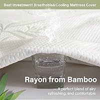 Vista 4 de Protector de Colchón Twin Impermeable, Funda Protectora de Colchón Lavable de Rayón de Bambú, Cubrecolchón Transpirable y Silencioso con Elástico
