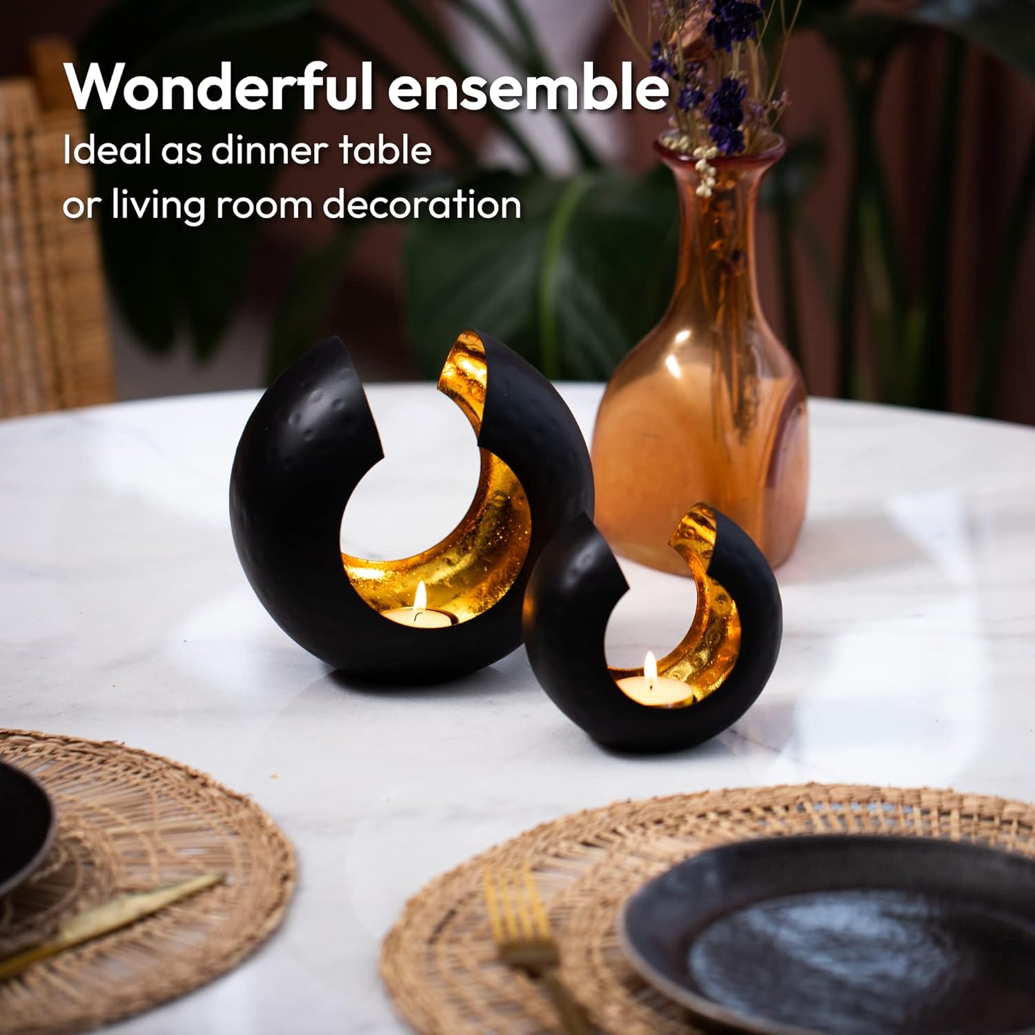 Gold Candle Holders, Black - Image 4