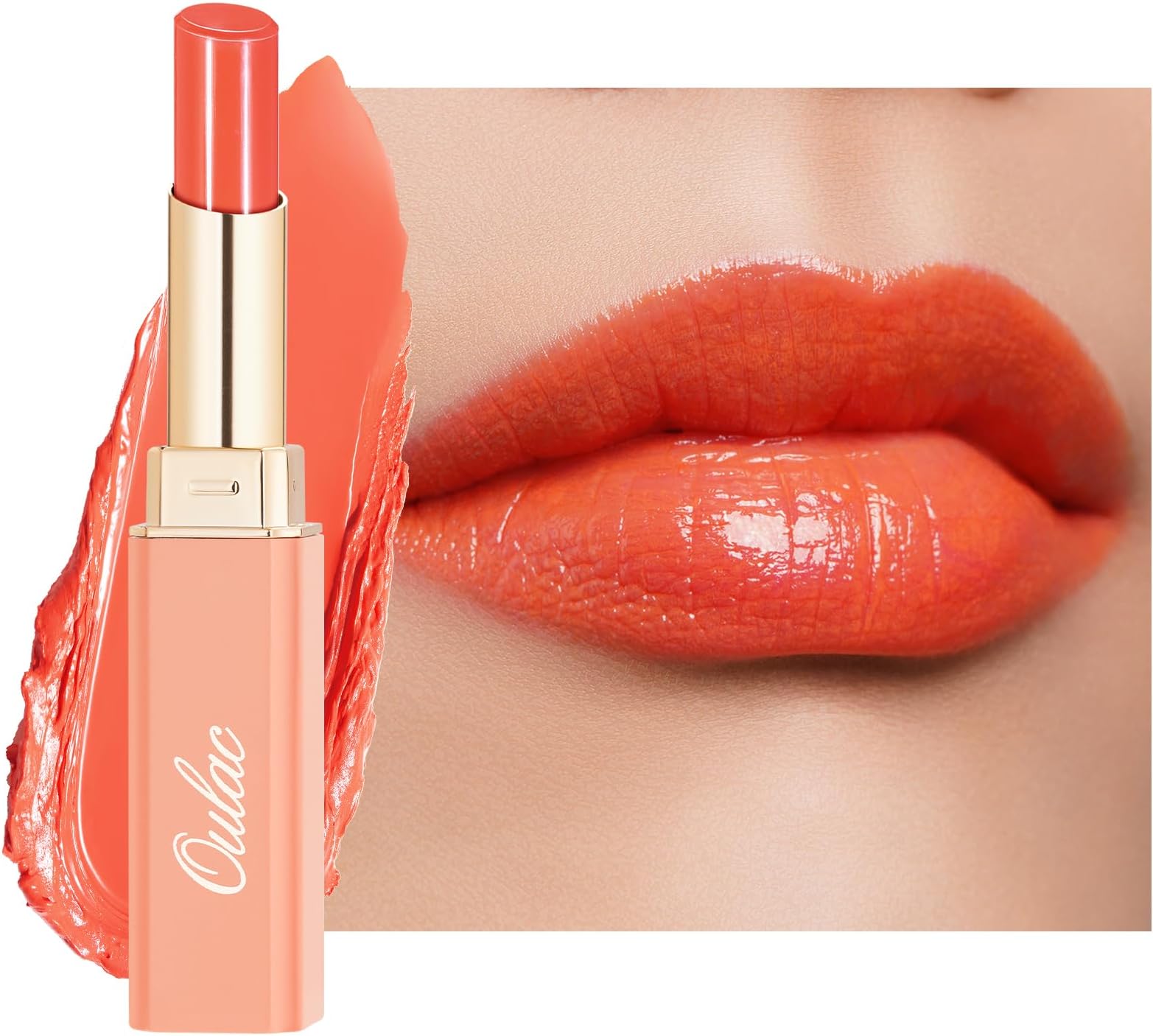 Moisturizing Orange Red Lipstick for Women, Glass Shine Lip Stick Tinted Lip Balm, Hydrating Lip Gloss for Dry Lips,Shine Juicy Finish Vegan Lipsticks 2.2g/0.07oz G12