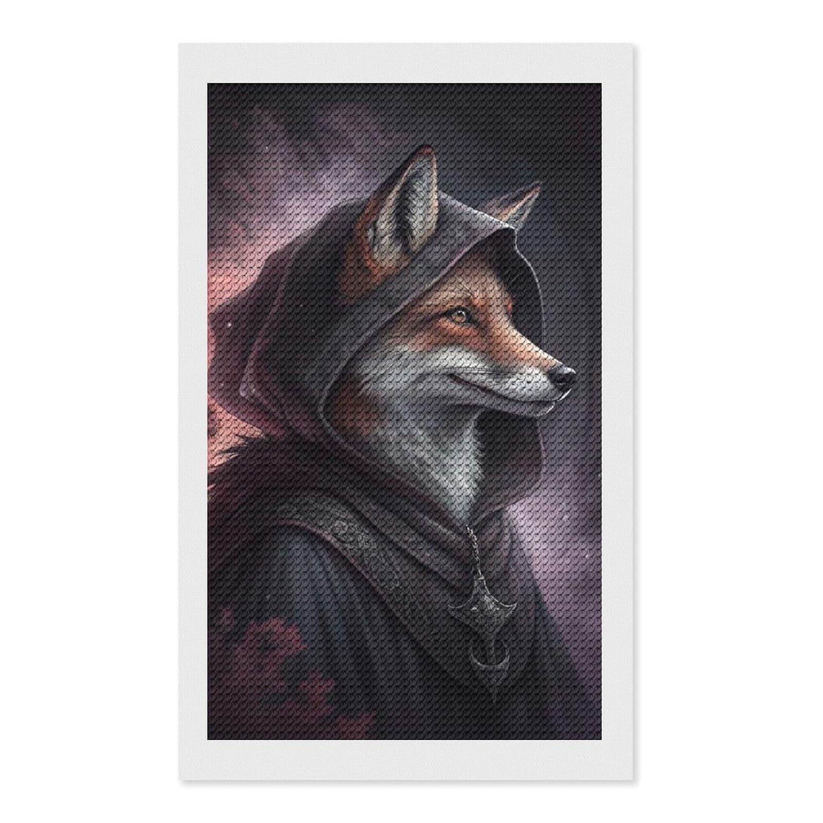 Junmoney Mysterious Fox Wizard DIY Diamond Art Canvas Kit 12"x20", Decorate Your Room, Sparkling Round Gems, Fun Craft Experience, Farmhouse Decor