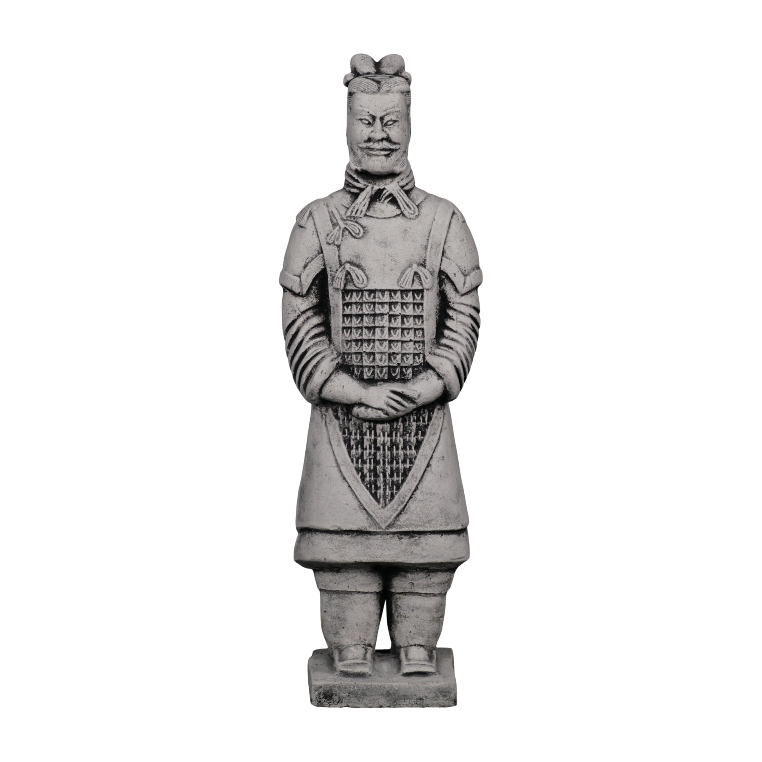gartendekoparadies.de Statue Chinese Terracotta Warrior - Motif II, stone figure, H. 37 cm, 3 kg, gray, frost-proof made of cast stone for outdoor use