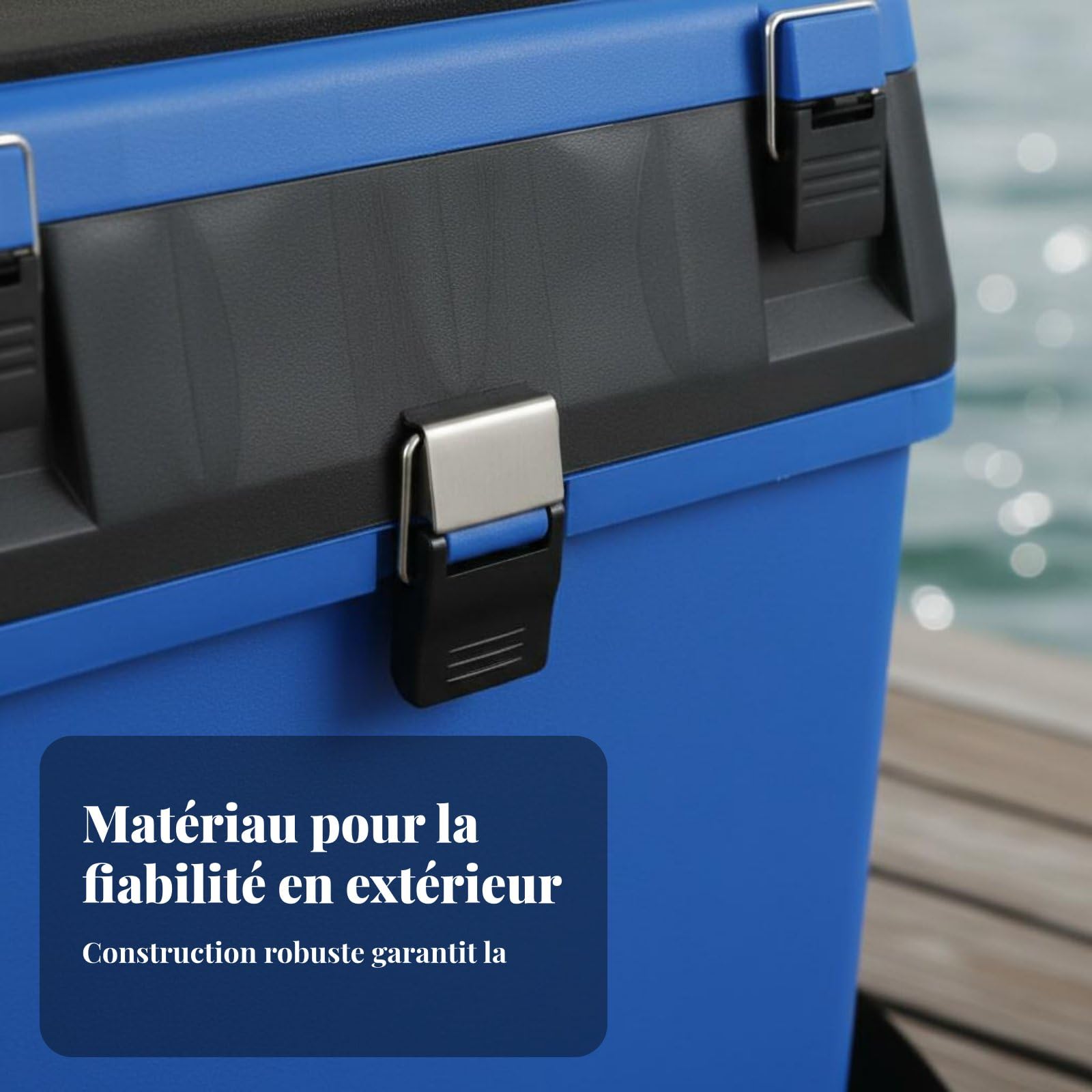 Siège-Boîte de Pêche Multifonctionnel Caisse de Pêche avec Siège Compartiments Réglables, Noir