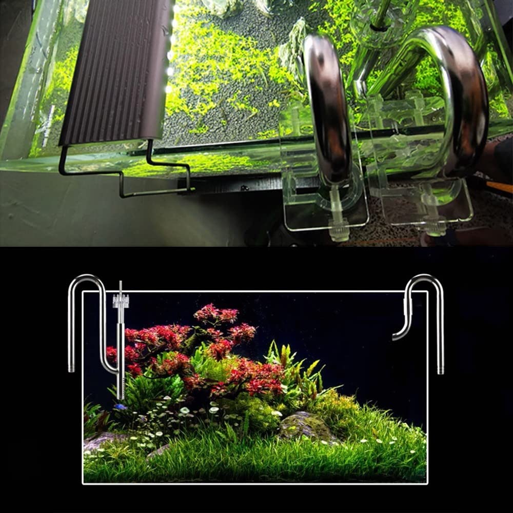 DONGKER Tubo de lirio de metal, acero inoxidable de 12/16 mm para acuario, salida de agua, desnatador de superficie para acuario
