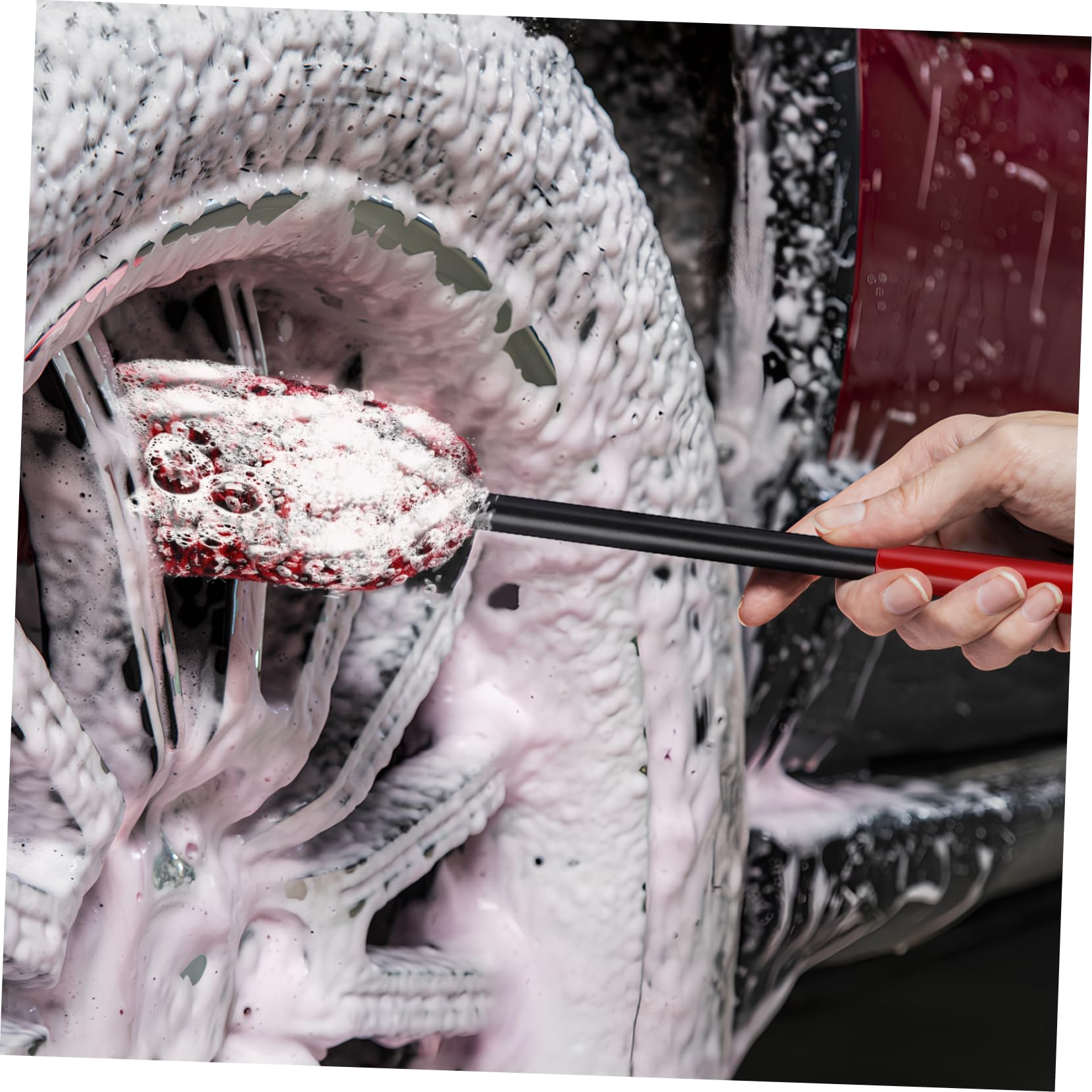 Cabilock 3 Series Cepillo De Limpieza De Neumáticos Depurador De Llantas Fuerza Fregar Lavar Limpiador Auto Detallado Cepillo De Rueda Chico Herramientas De Limpieza Rojo Lana 3 Piezas*3