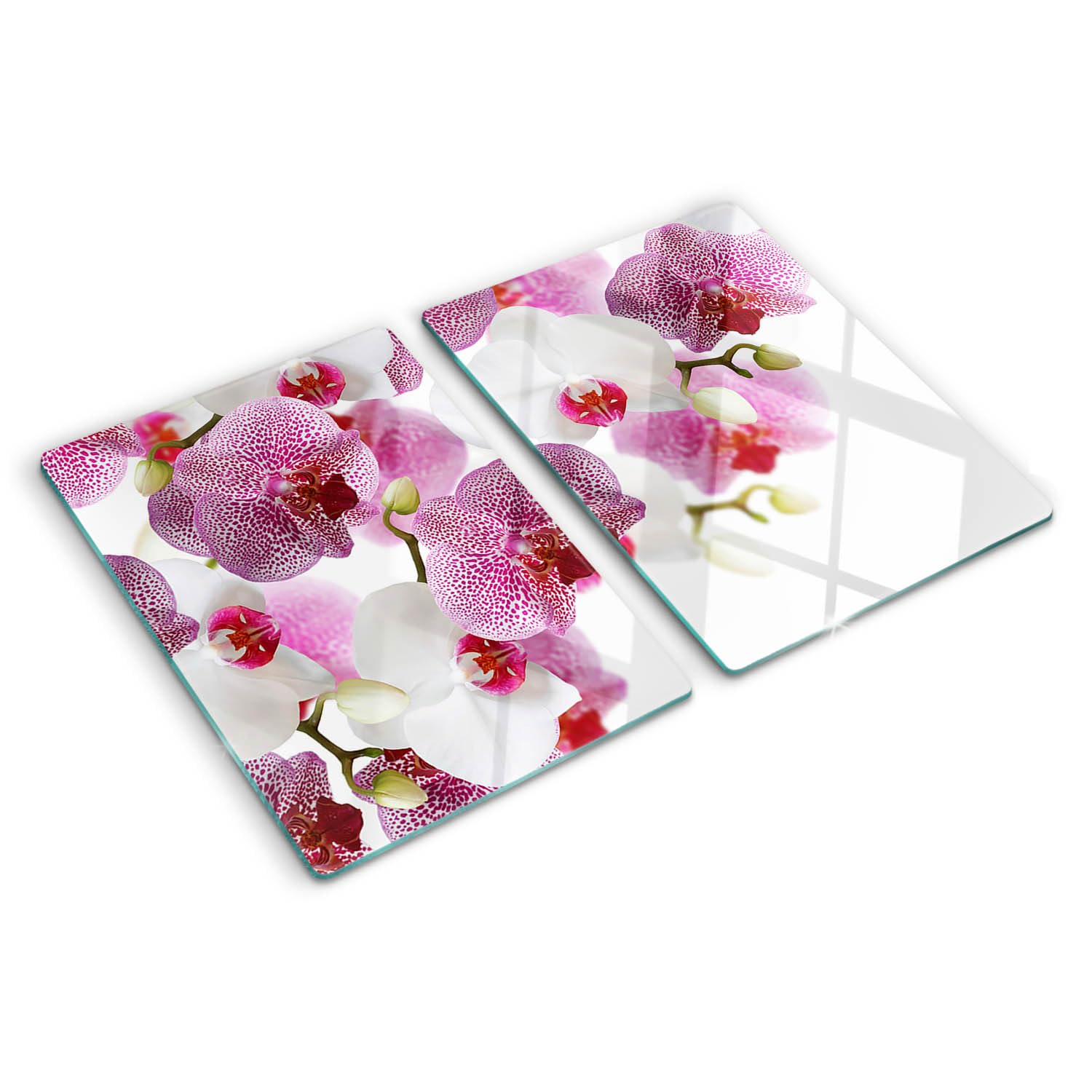 Planche de cuisine en verre motif orchidée pour décorer et protéger le plan