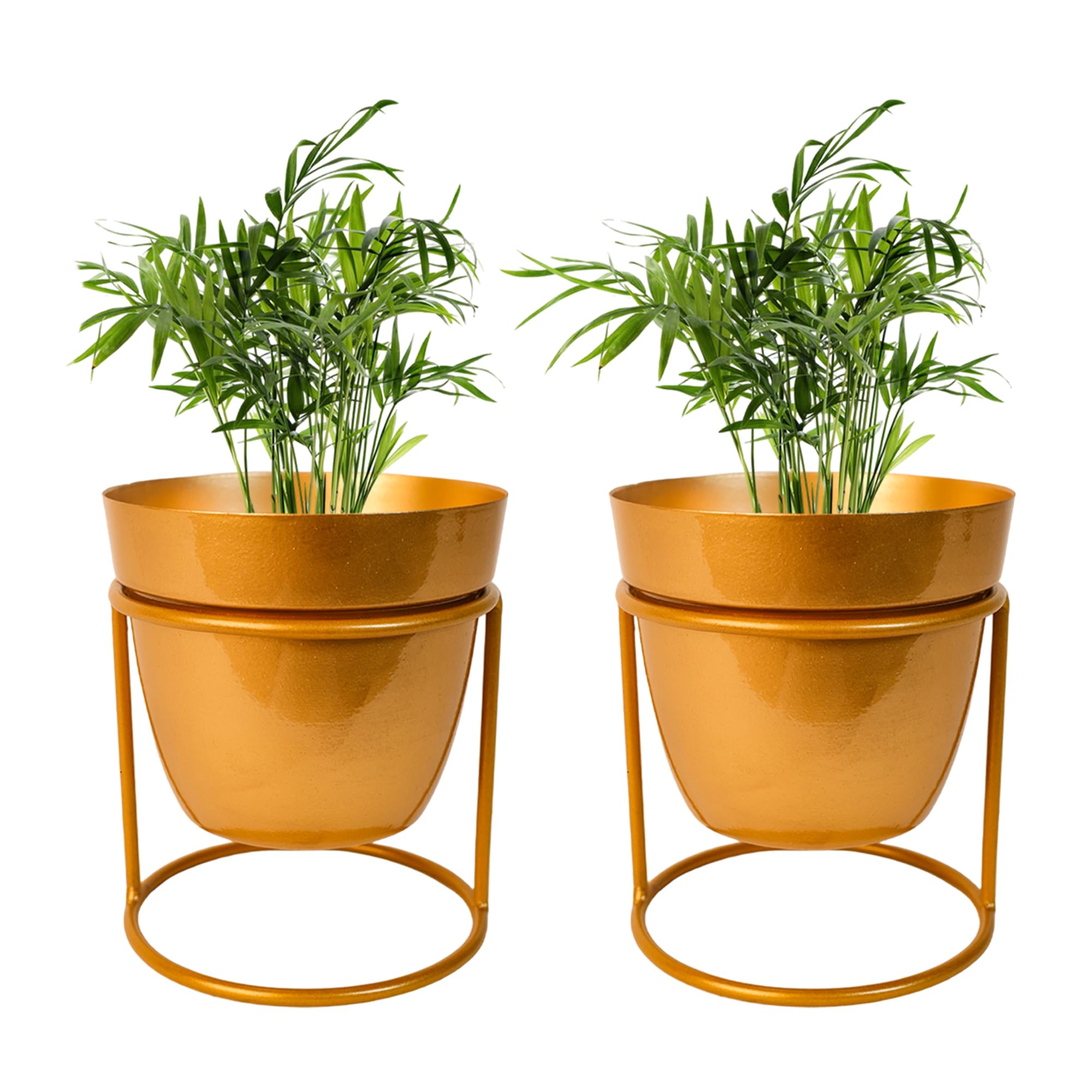 Metal Flower Vase Planter - Red & Iron Stand -11