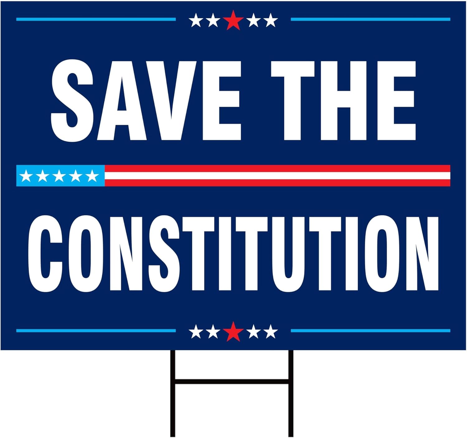 SAVE THE CONSTITUTION Yard Sign - Resist Hate Lawn Sign, Anti-Trump Sign, Statue of Liberty, Resist Fascism Yard Sign with Metal H-Stake, VP16209 (Multicolor, 18" x 12", Double Sided)