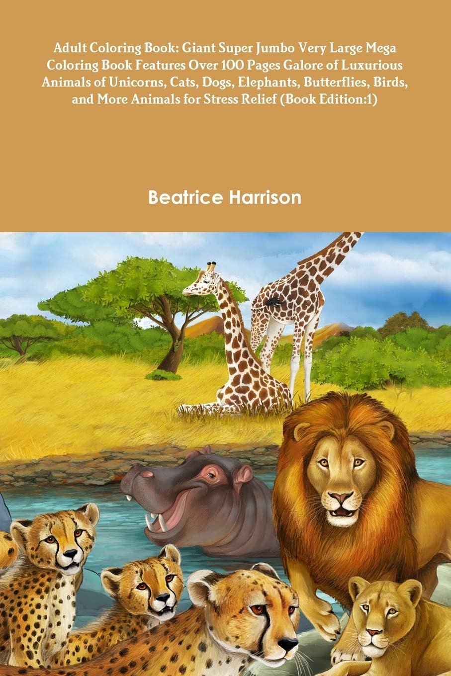 Livre de coloriage pour adulte super jumbo idée cadeau détente animaux
