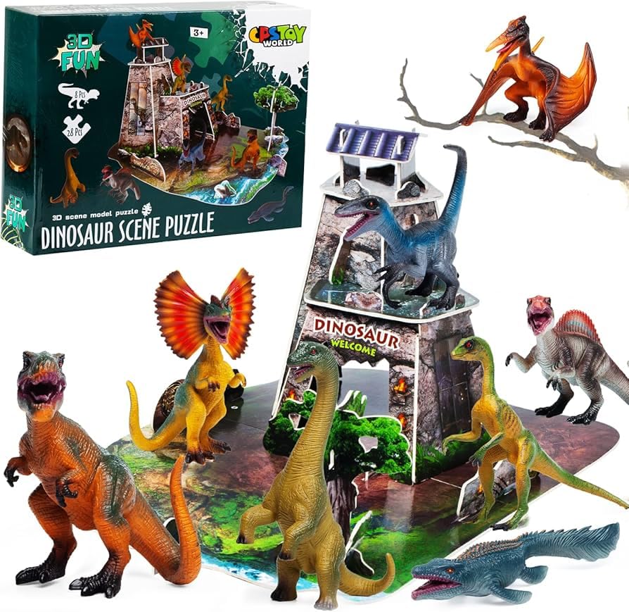 Kawaii Kart Dinosaur Figures Set of 8 DIY Scene Puzzle Realistic Toy Textured Dinosaur Figure Prehistoric Animal Creatures Educational Toy for Kids & Adults (B0D9QPHBYY) Amazon Price History, Amazon Price Tracker