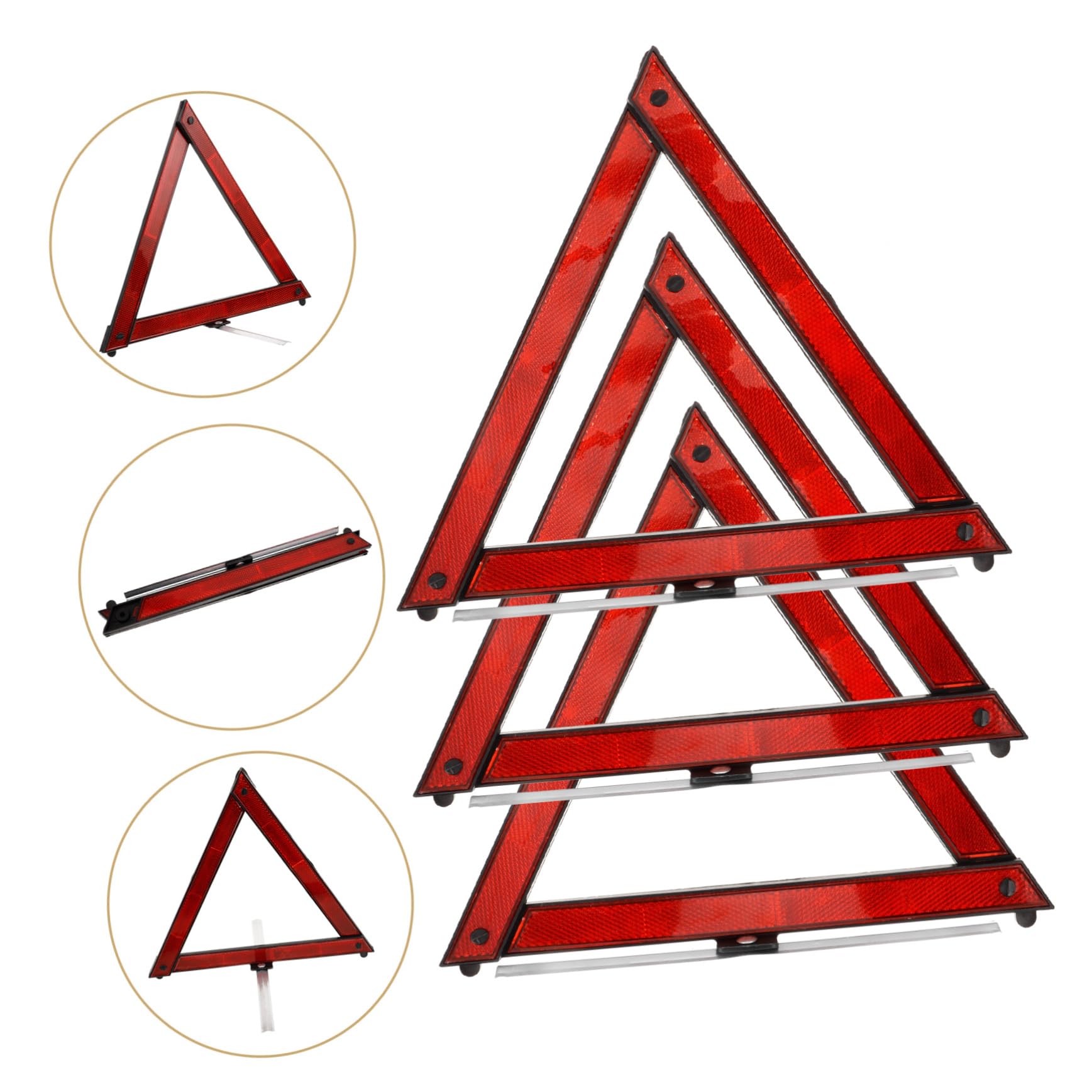 PRETYZOOM 5 Series Triángulo Peligroso Cinta Reflectiva Brillante Alto Triángulos De Emergencia Triángulos De Seguridad Vial Triángulos De Seguridad Dot Aprobado Plastico Abs 3 Piezas X 5