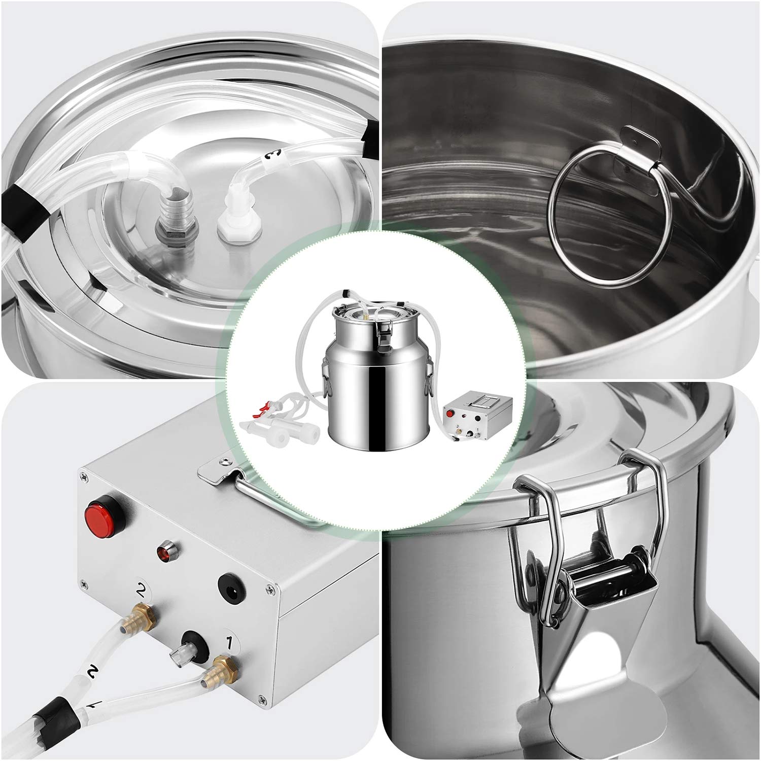 Mungitrice Elettrica per Capre da 14 Litri, Mungitrice con Pompa per Vuoto A Batteria Ricaricabile A Pulsazione, Forniture di Mungitura Portatili per Bestiame,for Goat