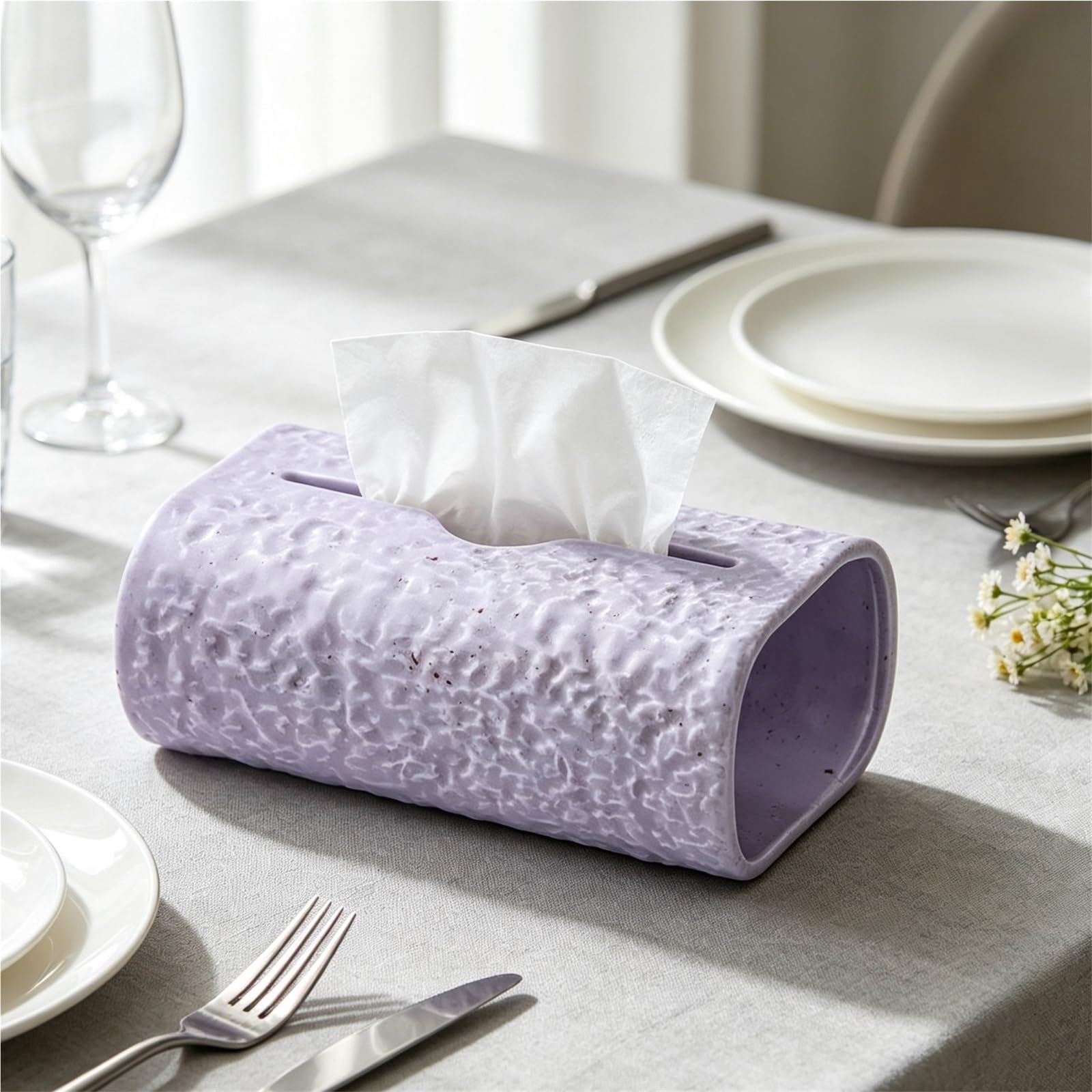 Portarrollos de Papel Caja de pañuelos cerámica Arte Lujo Ligero, Almacenamiento Escritorio Texturizado Estilo nórdico Imprescindibles para el salón
