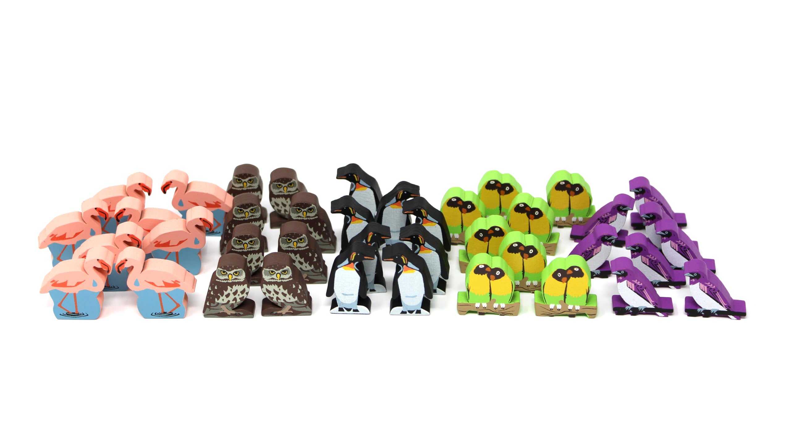 Meeple Source Easy-Pack of Painted Wood Bird Action Markers for Wingspan, Set B, 40 Pieces